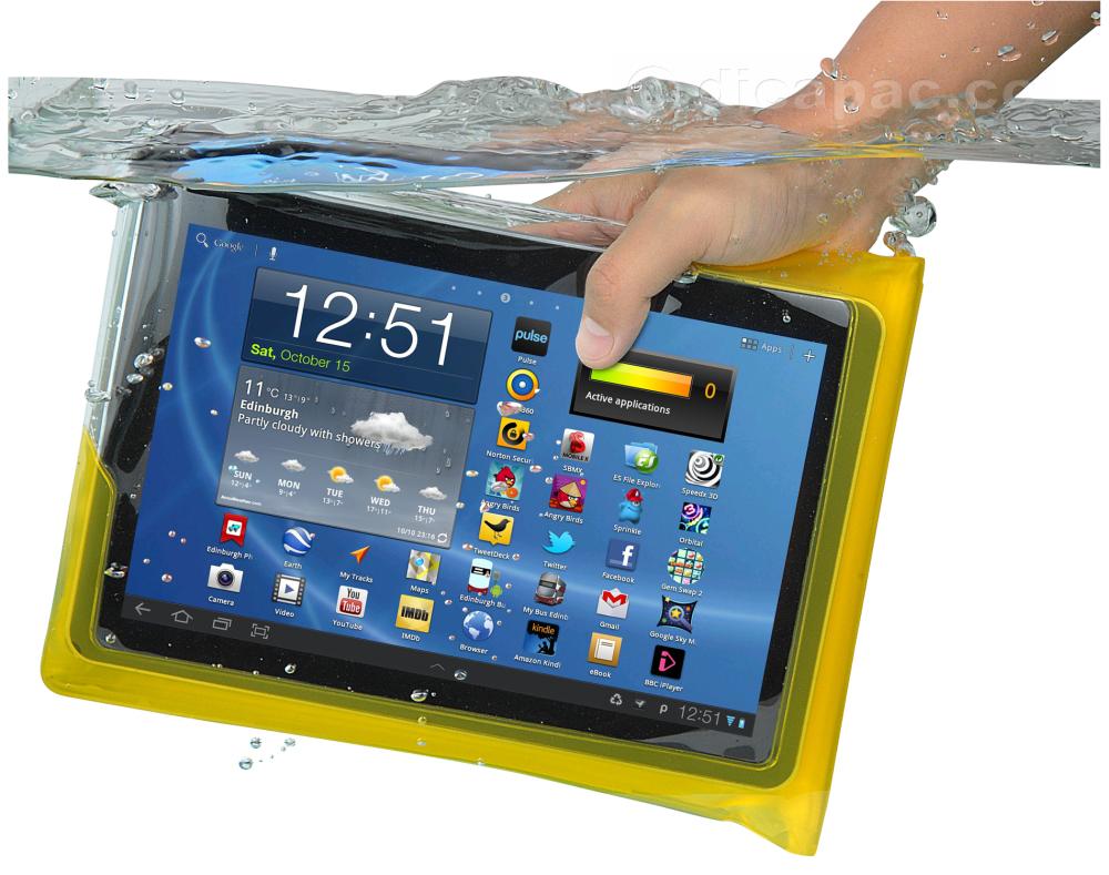 DiCAPac Tablet Case waterproof, Yellow